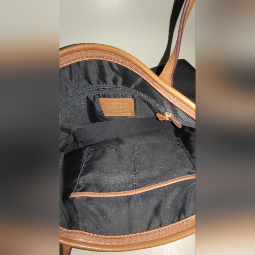 Coach Black Tote with Brown Trim - Picture 5 of 10